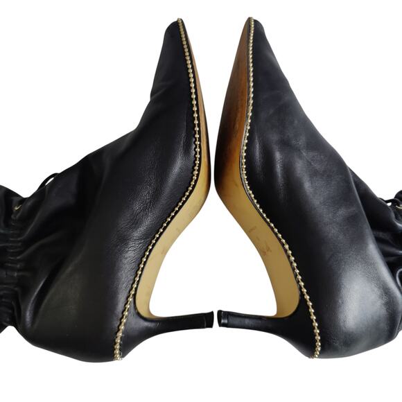 Coach Women's Sz 8 Wynie Bootie Cinched Black Leather Pointy Toe Stiletto Heel - Picture 5 of 10